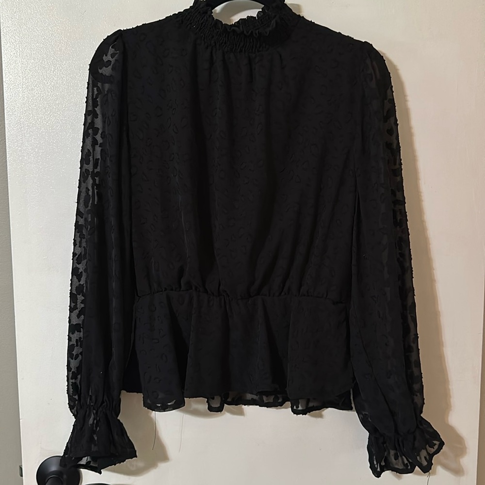 Sheer Peplum Leopard top